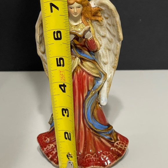 Vtg Beautiful Ceramic Angel Tii Collections With Red Dress Holding Book - Picture 2 of 11